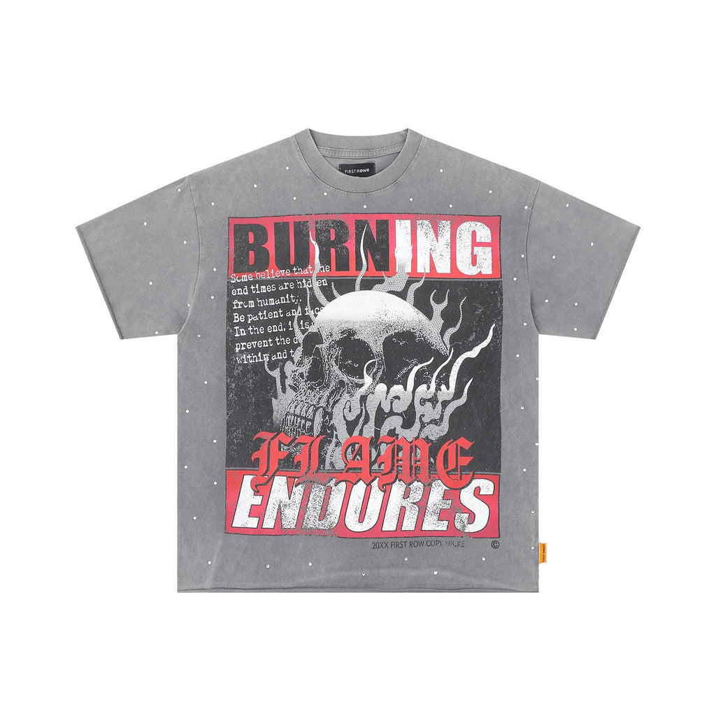 FIRST ROW Burning Flames Cropped Graphic T-Shirt — hero