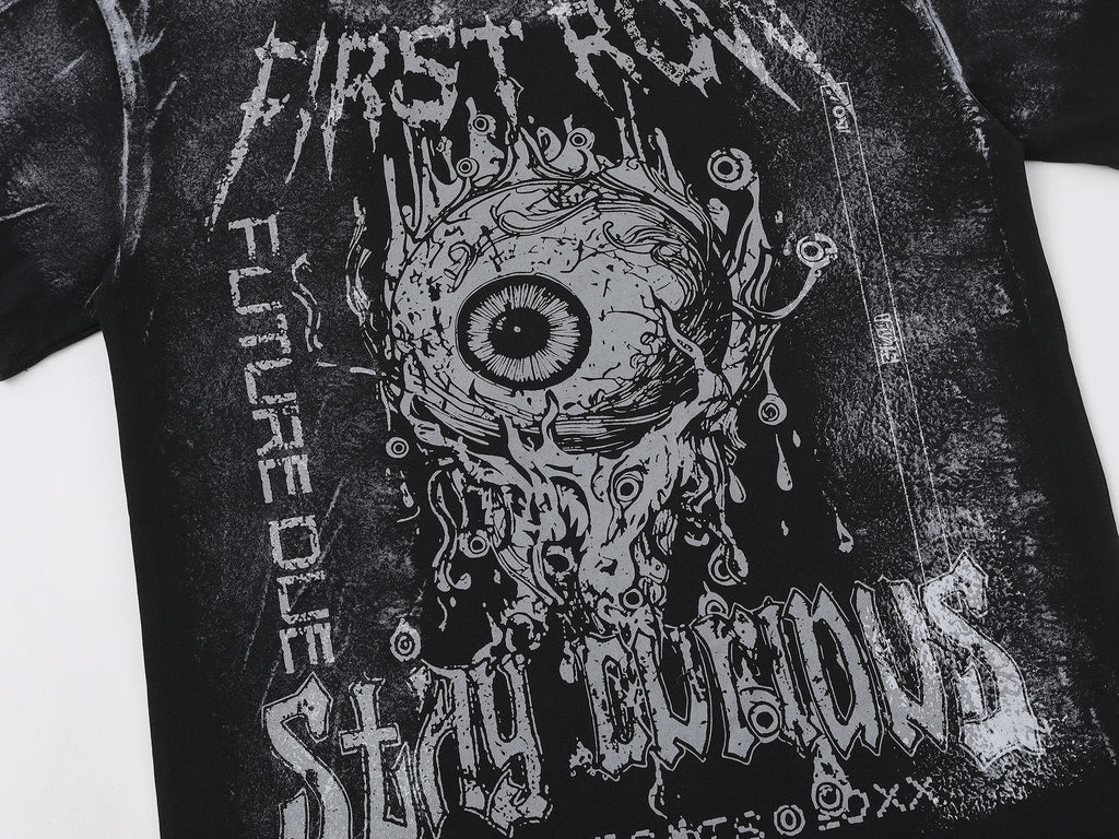 FIRST ROW Stay Curious Eyeball Graphic T-Shirt — detail