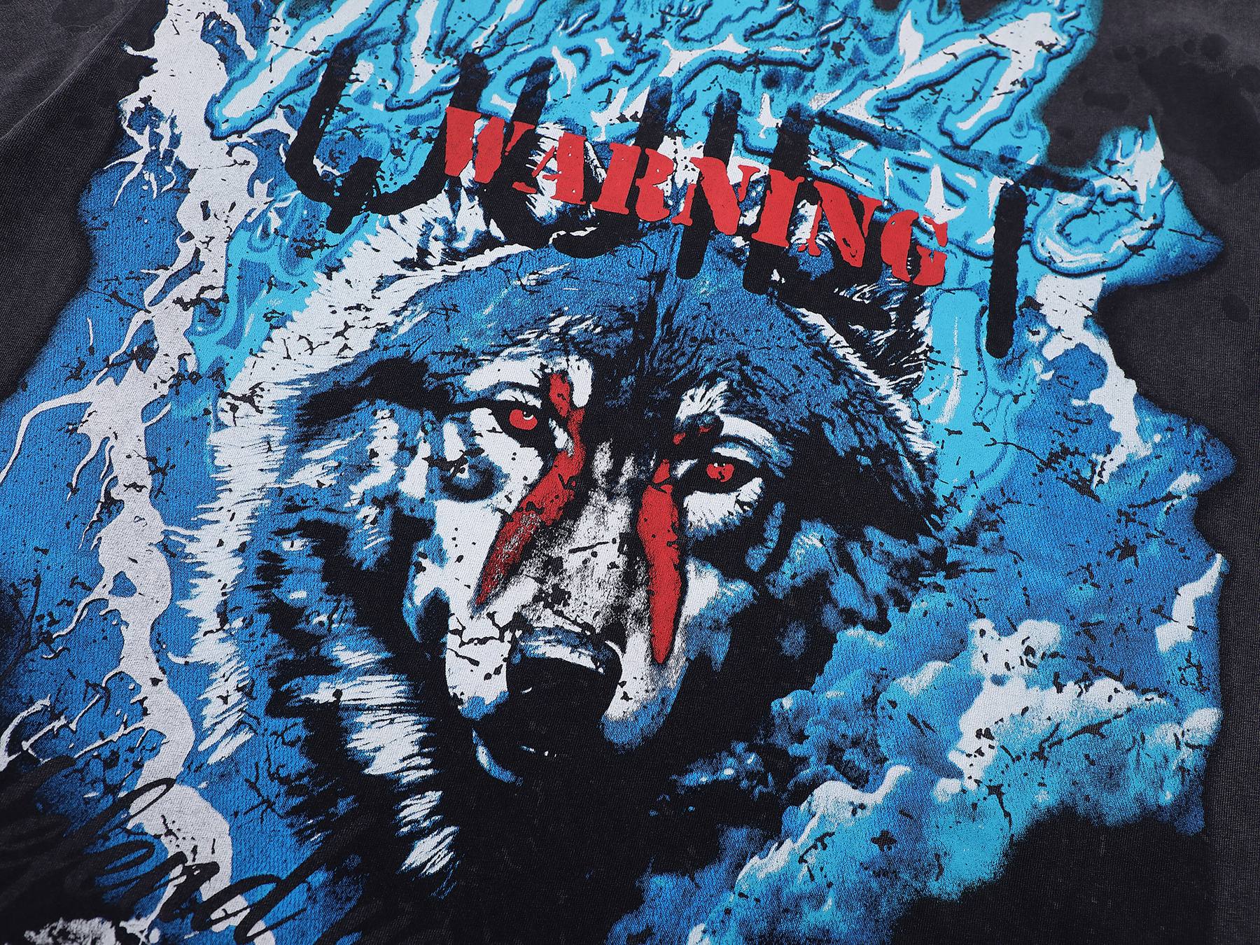 FIRST ROW Warning Not So Quiet Wolf Cropped T-Shirt — detail