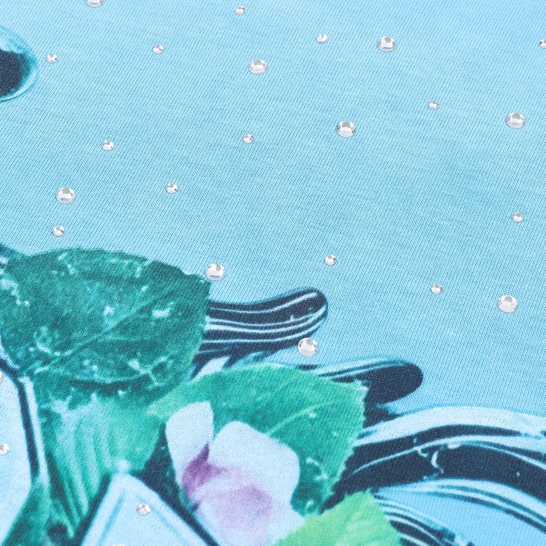 FIRST ROW Sky Blue Rhinestone Front & Back Graphic T-Shirt — detail