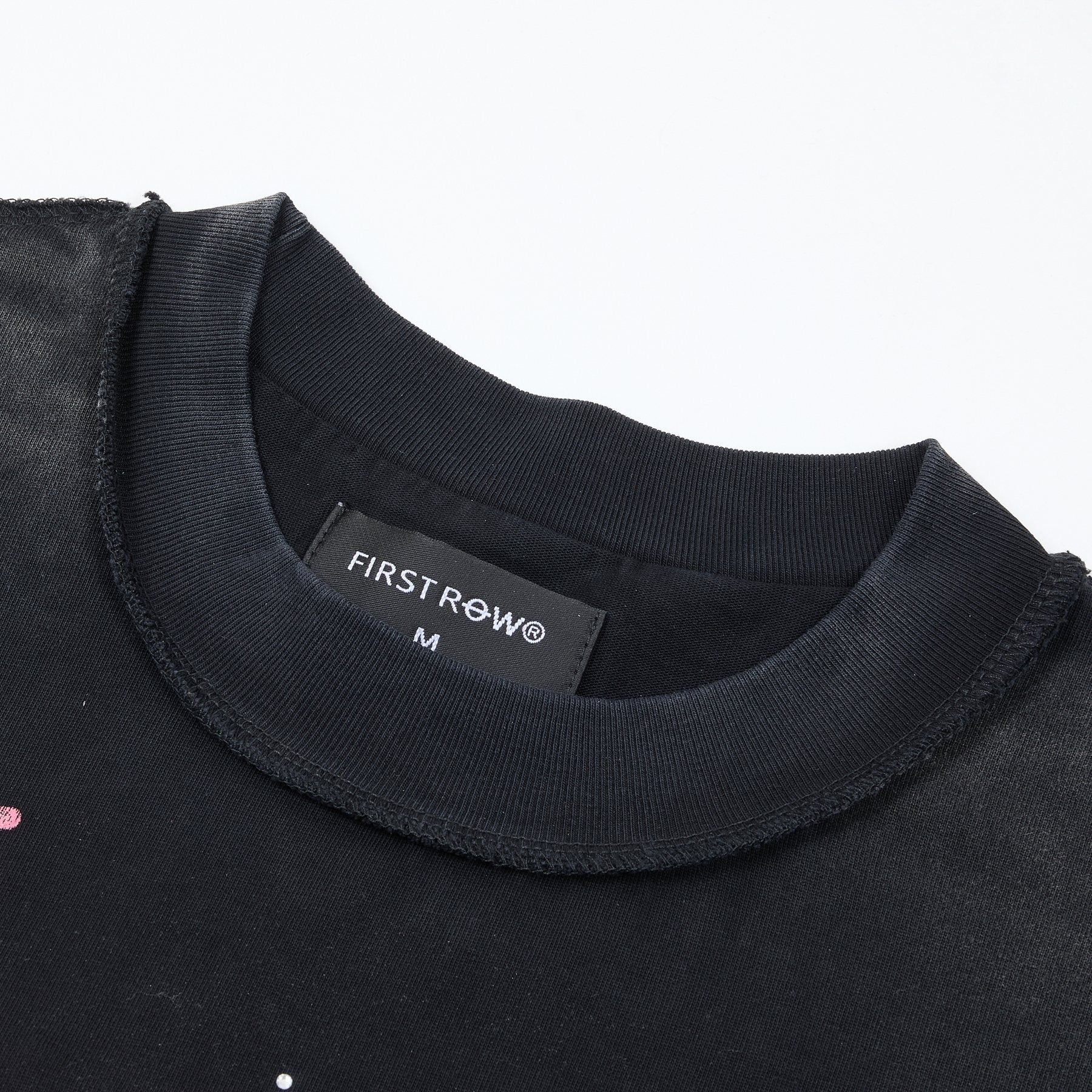 FIRST ROW Rising From Ruins Rhinestone Graphic T-Shirt — neck_label
