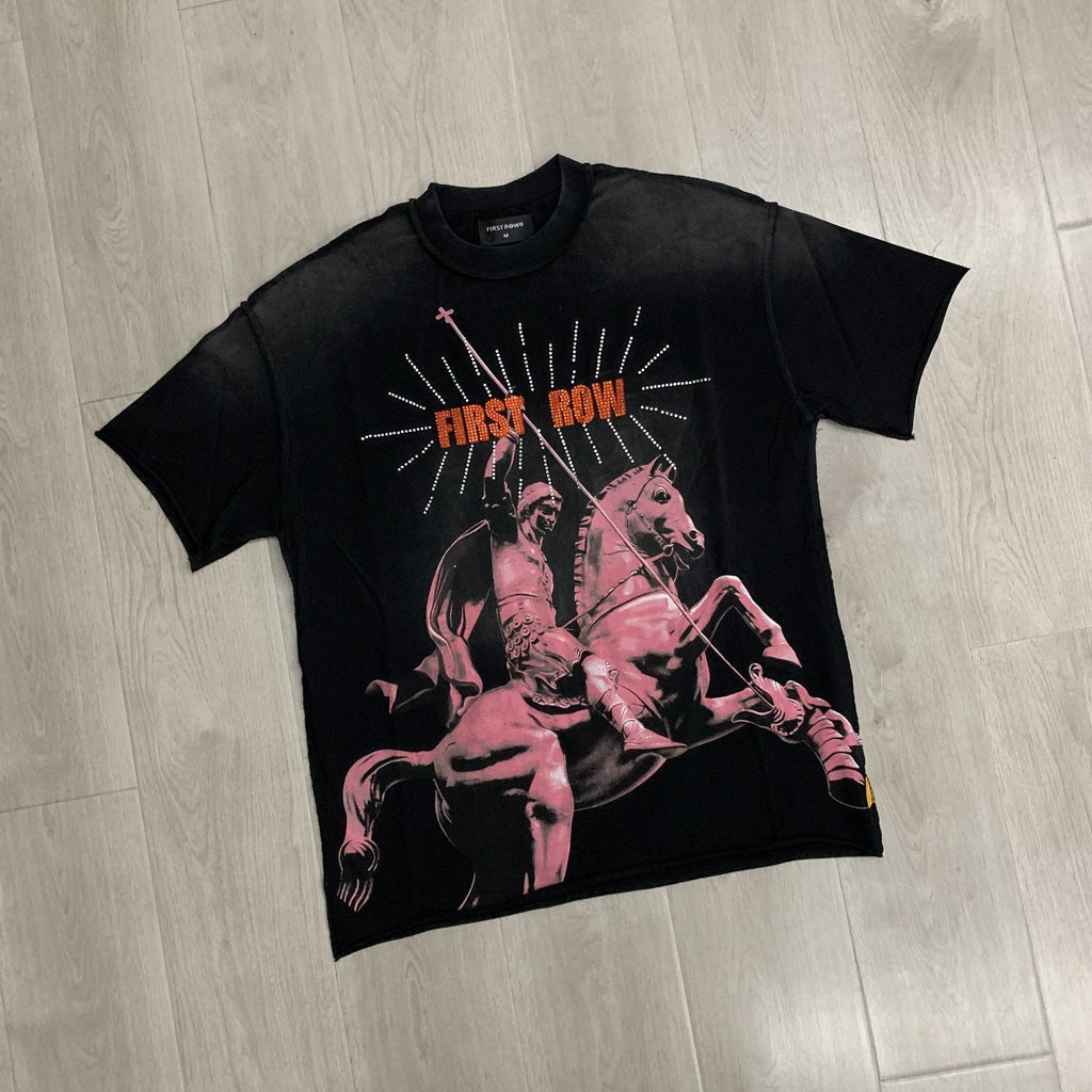FIRST ROW Rising From Ruins Rhinestone Graphic T-Shirt — front