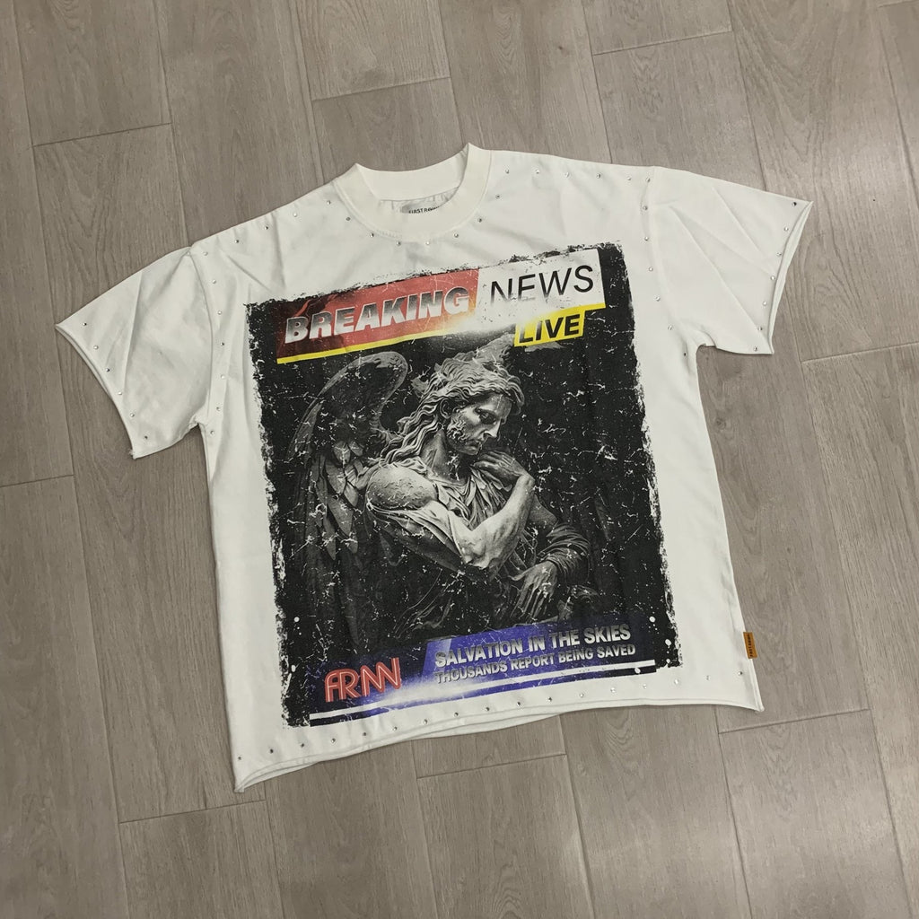 FIRST ROW Breaking News Salvation in the Skies Graphic T-Shirt — front