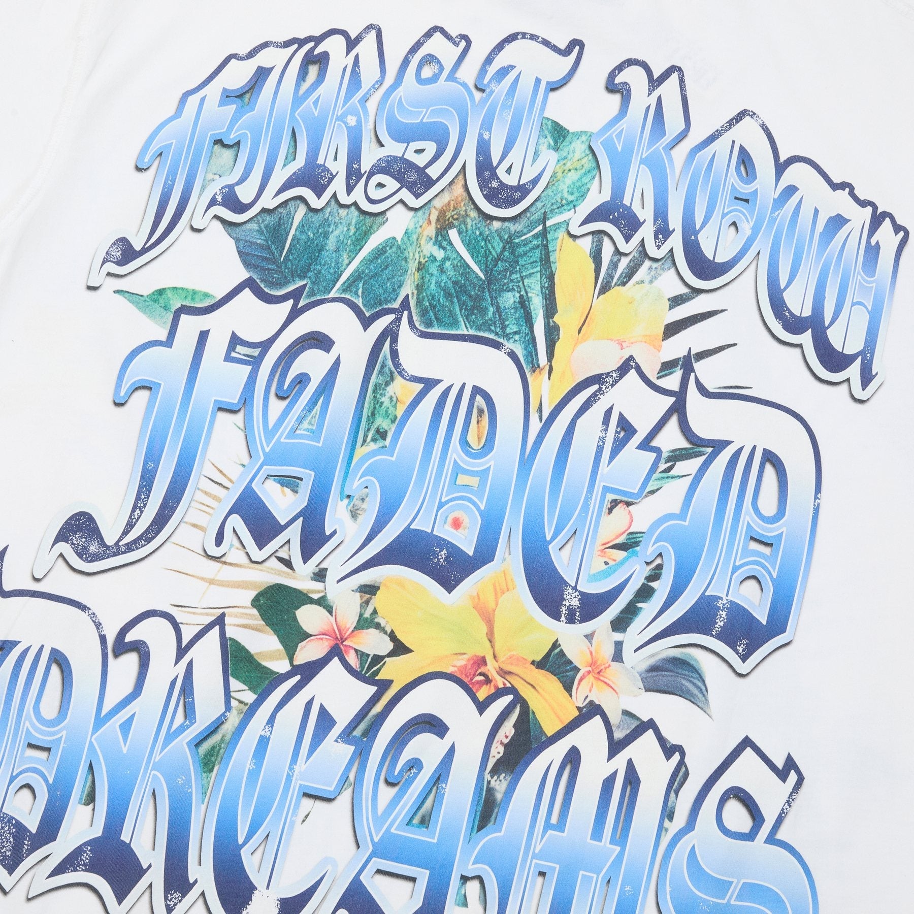 FIRST ROW Tropical Statue Rhinestone Graphic T-Shirt — detail