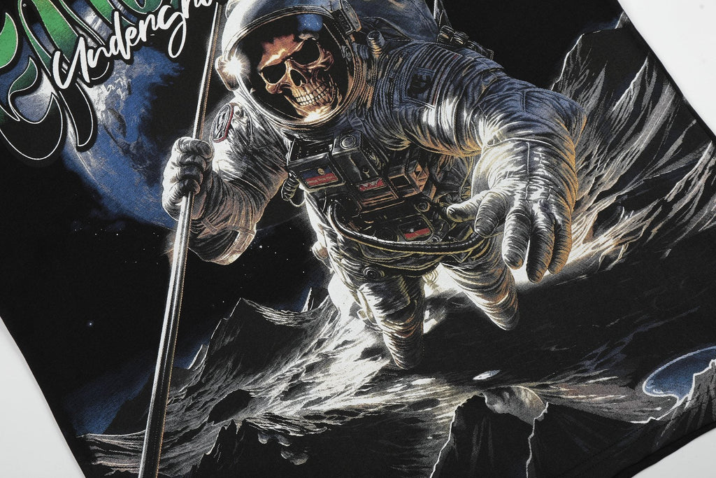 MIXED EMOTION Astronaut Skull Graphic T-Shirt — fabric_closeup