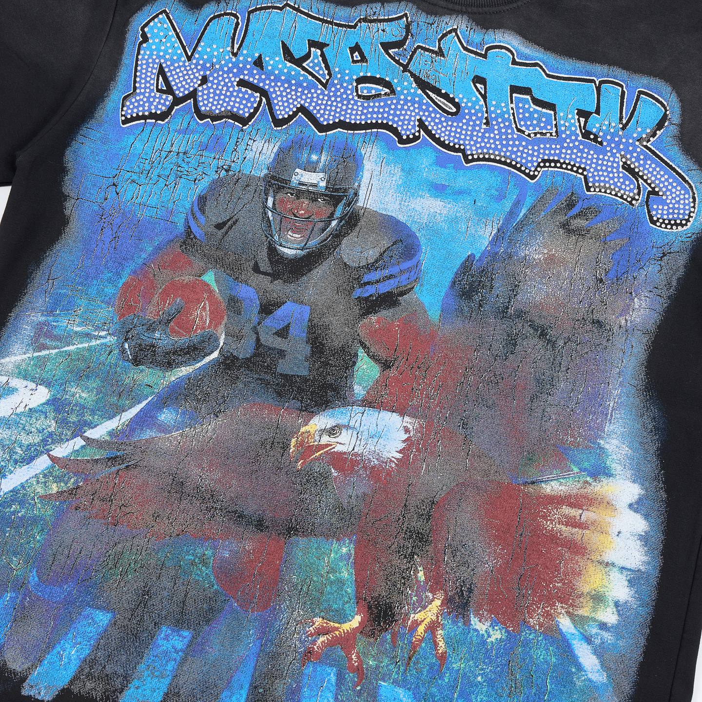 MAJESTIK City View Rhinestone Football Graphic T-Shirt — detail