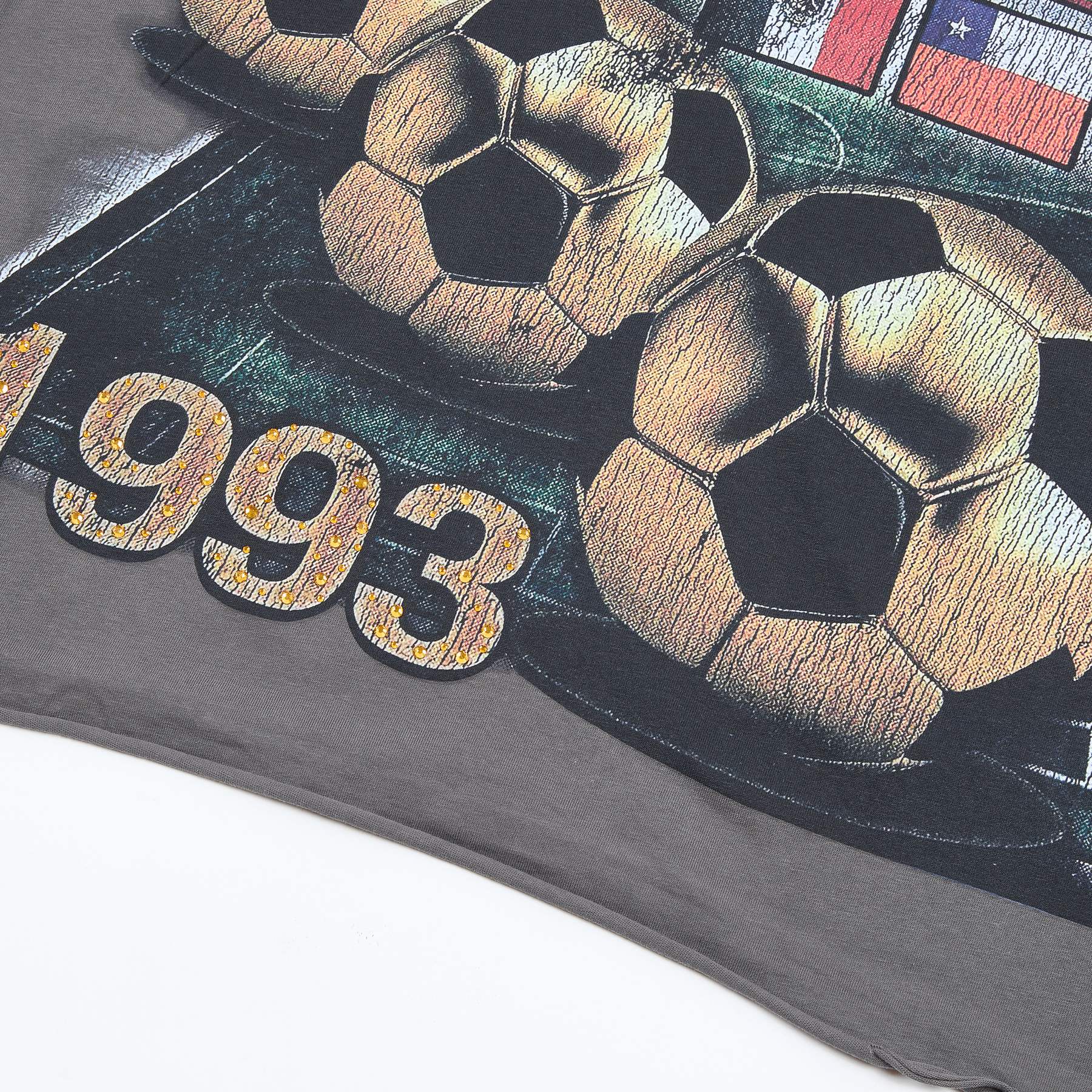 DUAA WC 93 Soccer Flag Distressed Graphic T-Shirt — detail