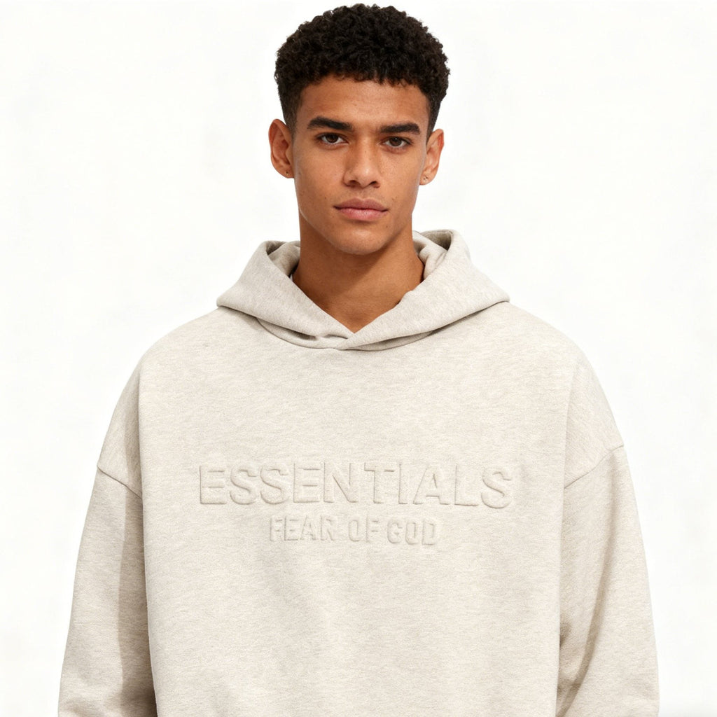 Fear of God Essentials Tonal Logo Light Grey Hoodie — front