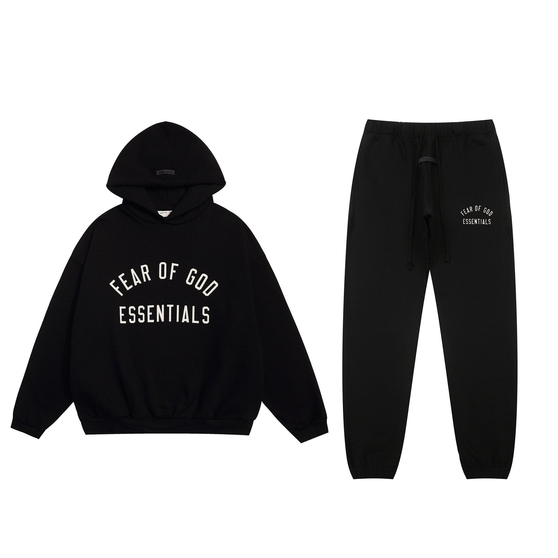 Fear of God Essentials Arched Graphic Hoodie in Black — context