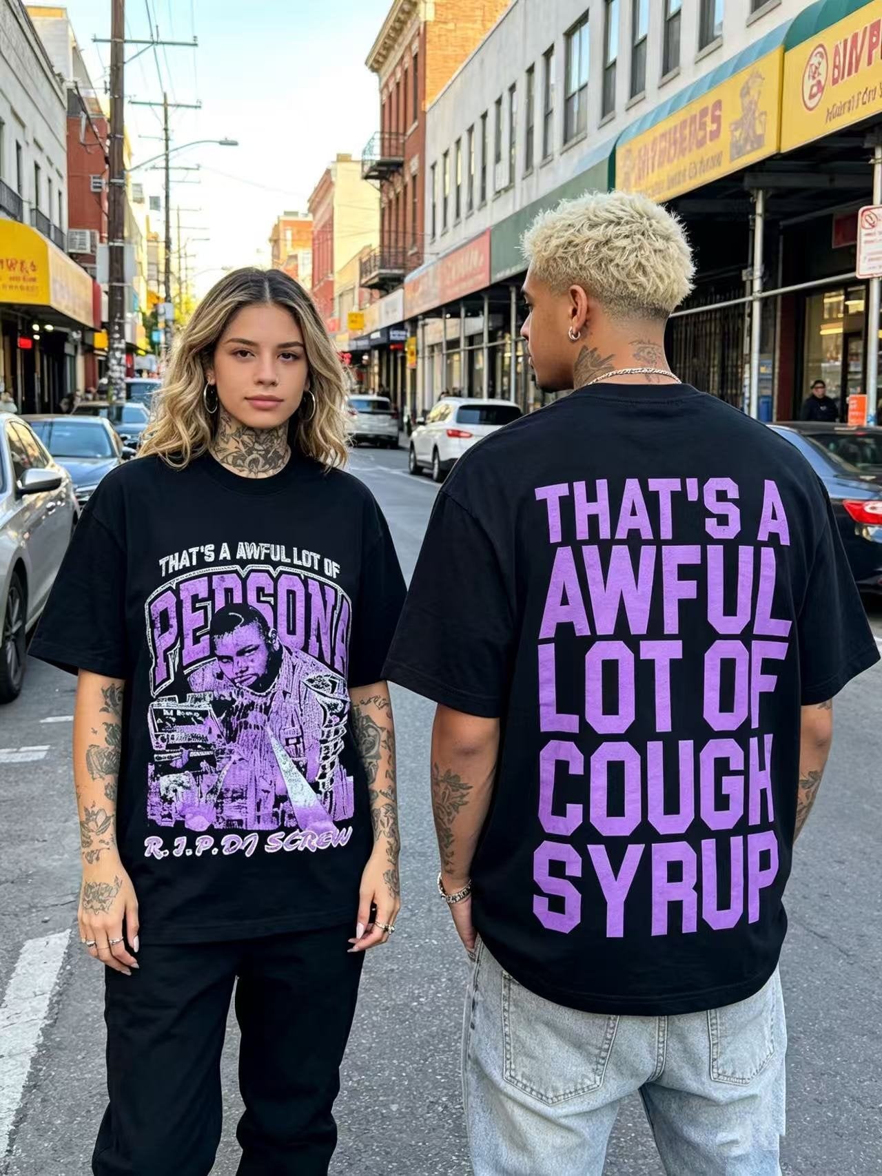 THAT'S A AWFUL LOT OF COUGH SYRUP Black Graphic Short-Sleeve T-Shirt — context