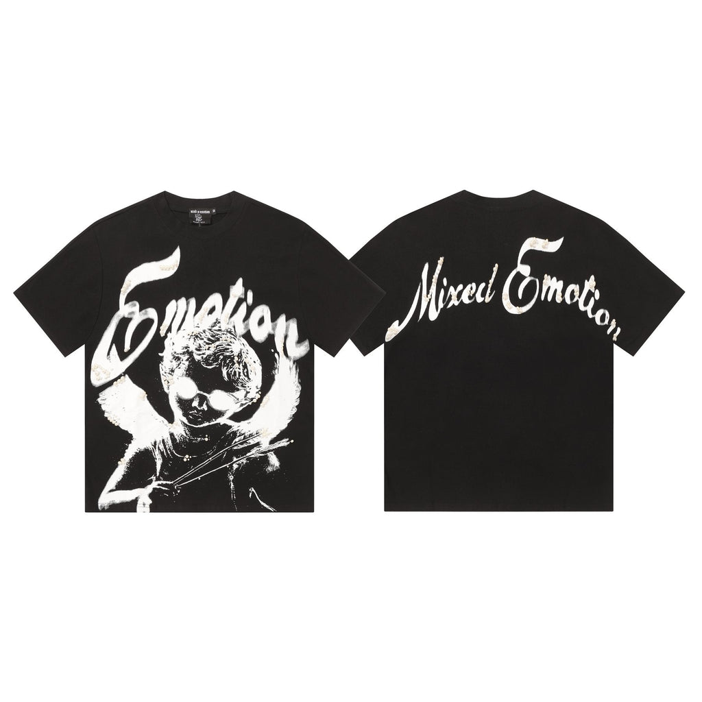 MIXED EMOTION Pearl Script Graphic T-Shirt — context