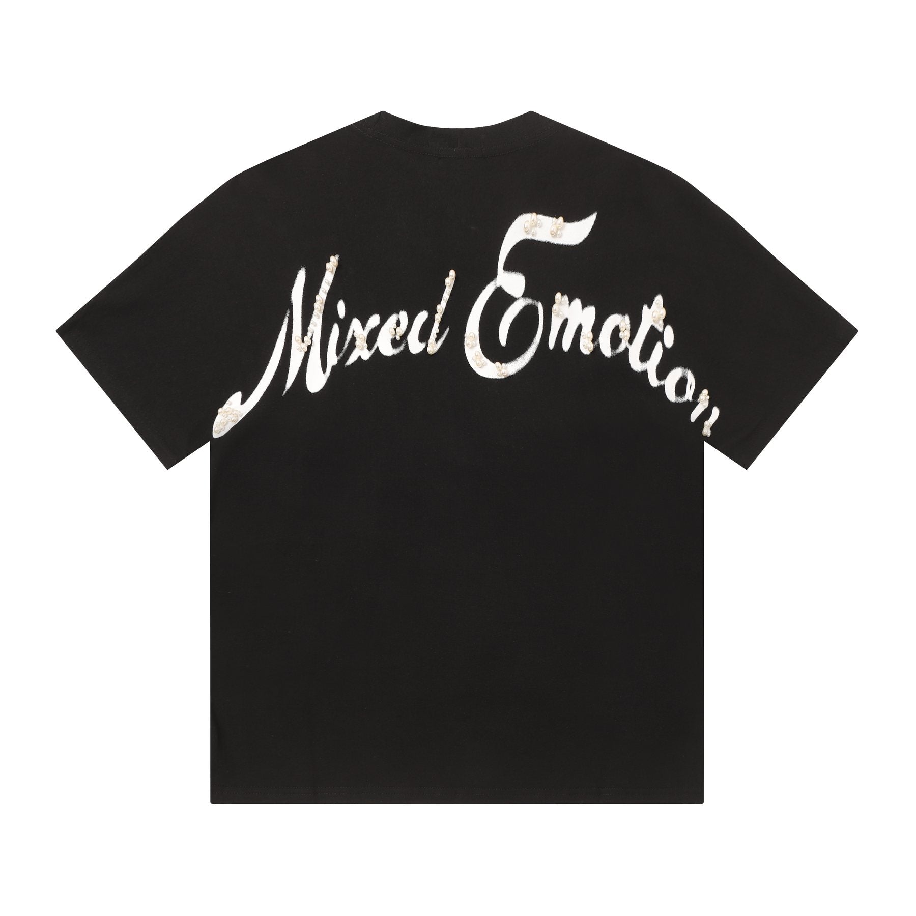 MIXED EMOTION Pearl Script Graphic T-Shirt — back