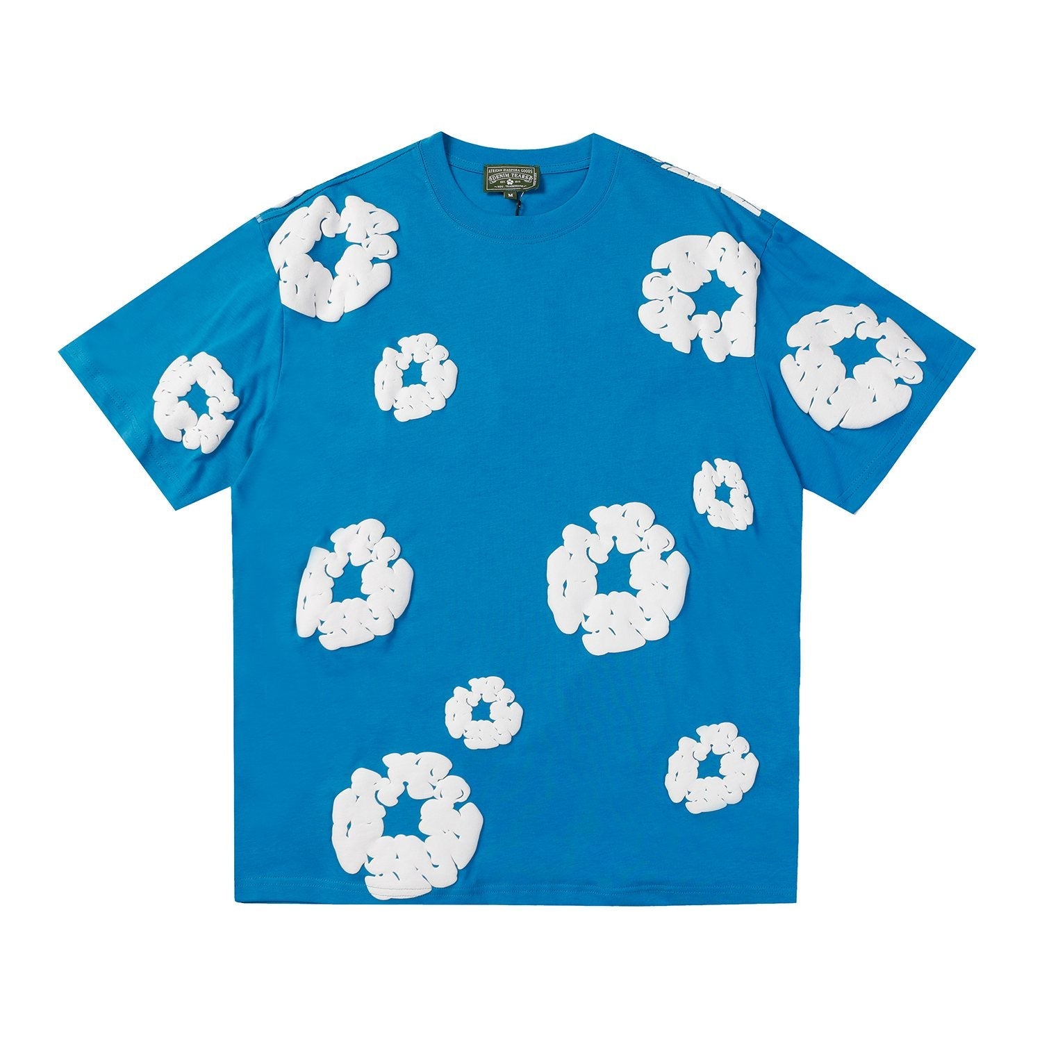 DENIM TEARS All-Over White Flower Print T-Shirt — front