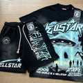 Hellstar Blue Alien 2000s T-Shirt and Shorts Set — front