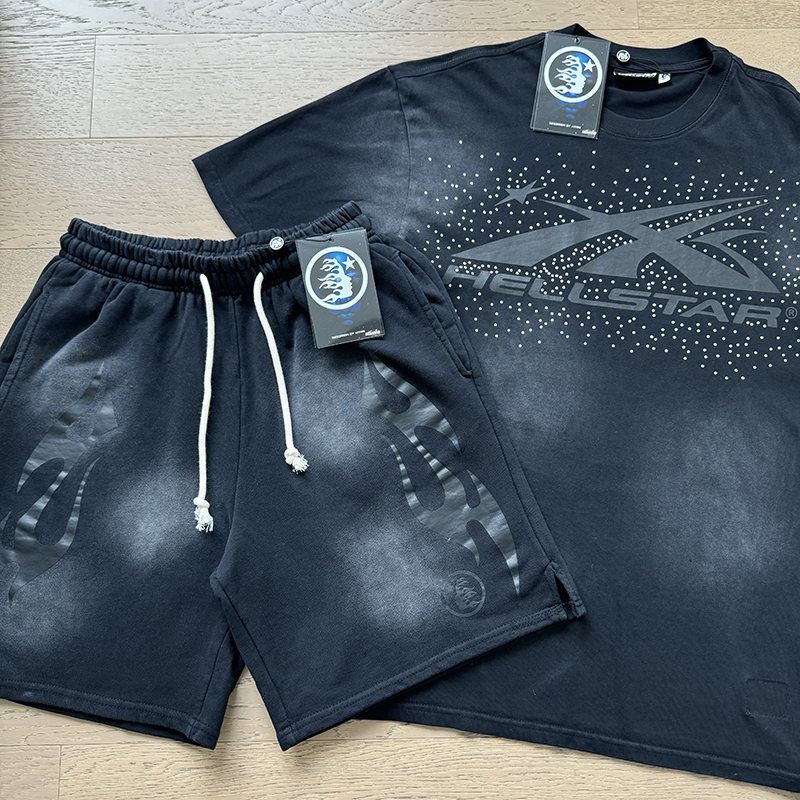Hellstar Tonal Vector Logo T-Shirt and Shorts Set — front