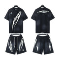 Hellstar Diagonal White Graphic T-Shirt and Shorts Set — front