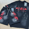 Hellstar Red Oval Flame T-Shirt and Shorts Set — context