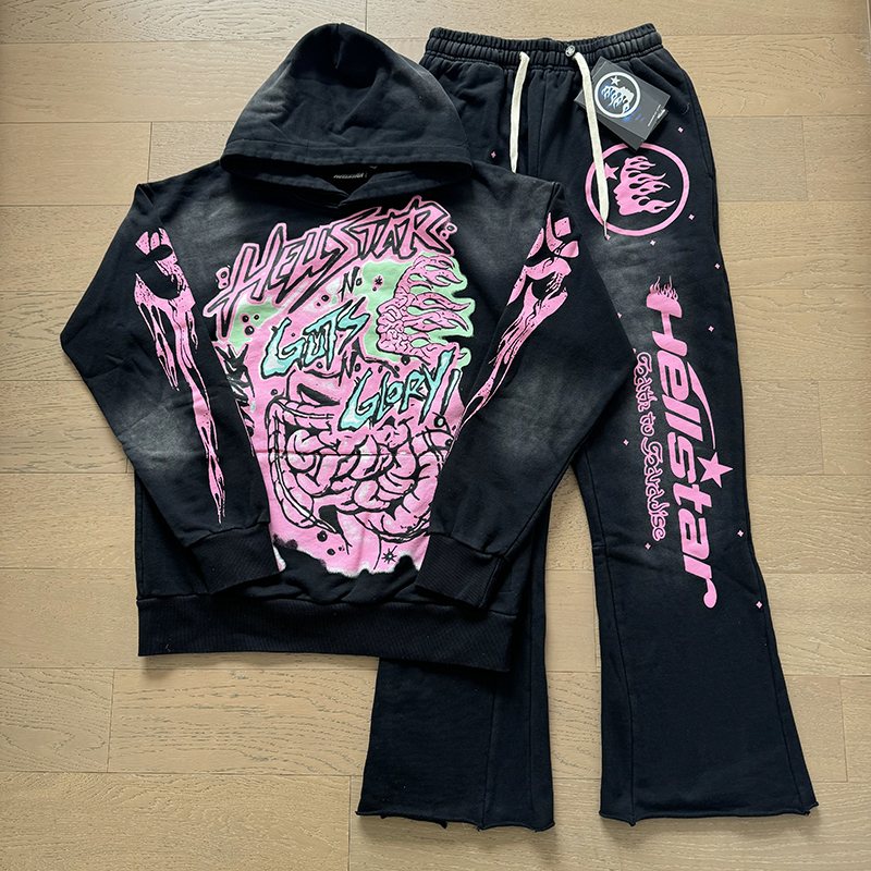Hellstar Pink Monster Graphic Hoodie & Pants Set — front