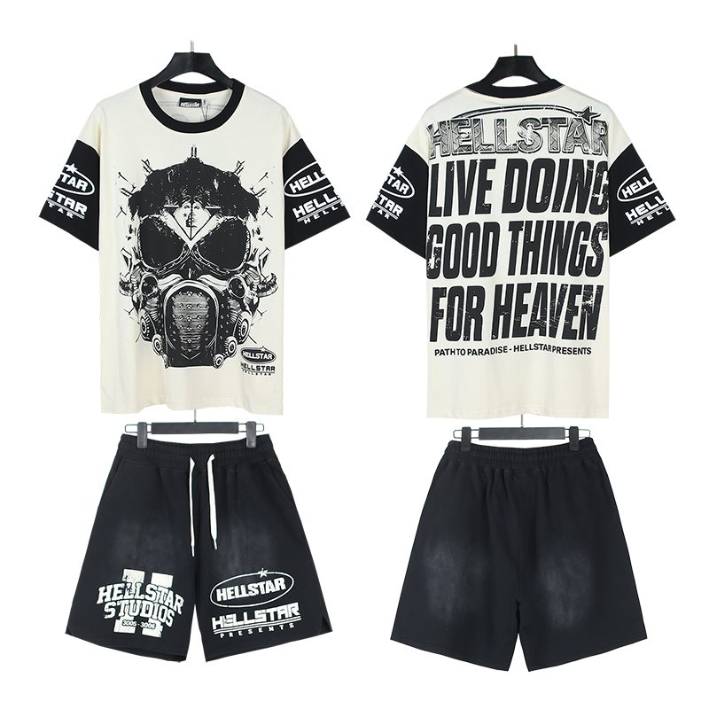 Hellstar Gas Mask Heaven T-Shirt & Shorts Set — front