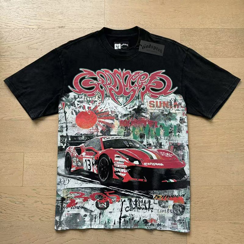 Godspeed Super Race Car Graphic T-Shirt — front