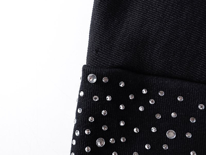 Mixed Emotion Angel Rhinestone Sleeve Graphic Hoodie — detail