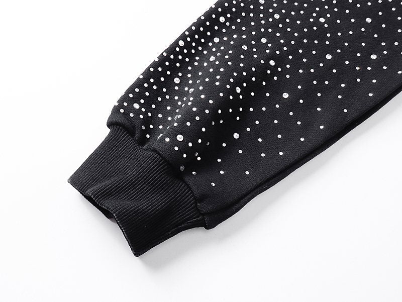 MIXED EMOTION Rhinestone Sleeve Graphic Hoodie — detail