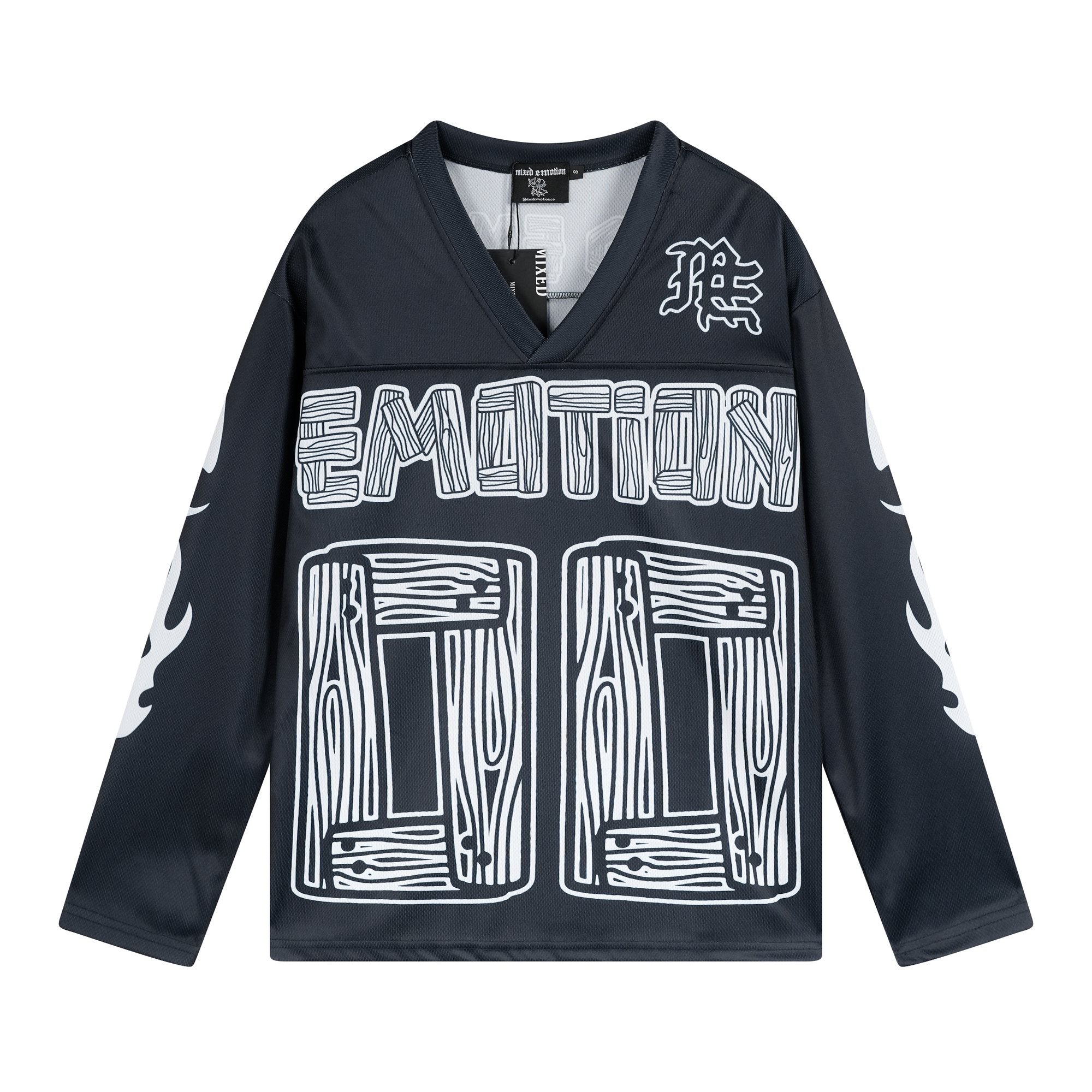 MIXED EMOTION V-Neck Jersey-Style Long-Sleeve T-Shirt — hero