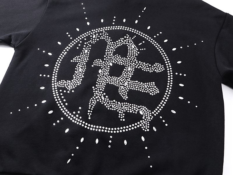 MIXED EMOTION Rhinestone Graphic Zip-Up Hoodie — detail