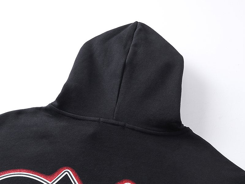 Mixed Emotion Black Zip-Up Graphic Hoodie — detail