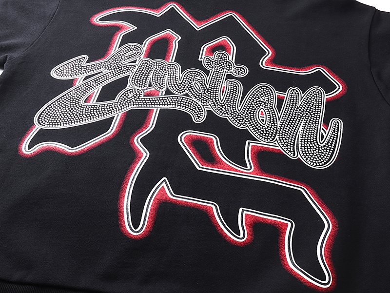 Mixed Emotion Black Zip-Up Graphic Hoodie — detail