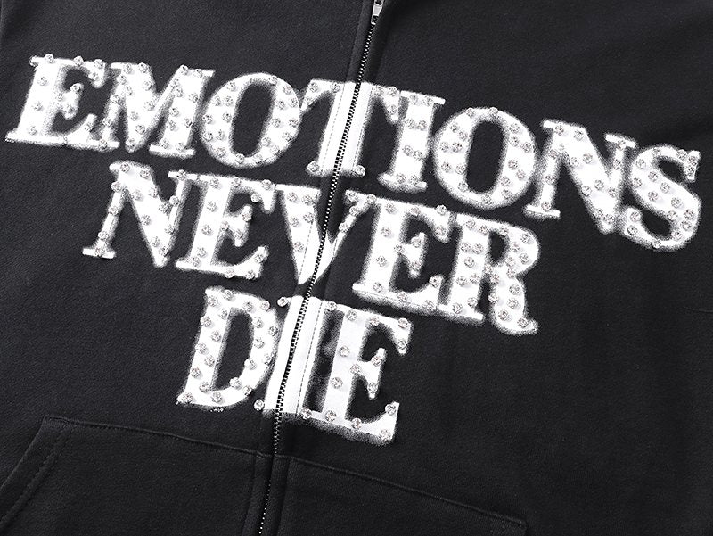 MIXED EMOTION Back Graphic Zip Hoodie — detail