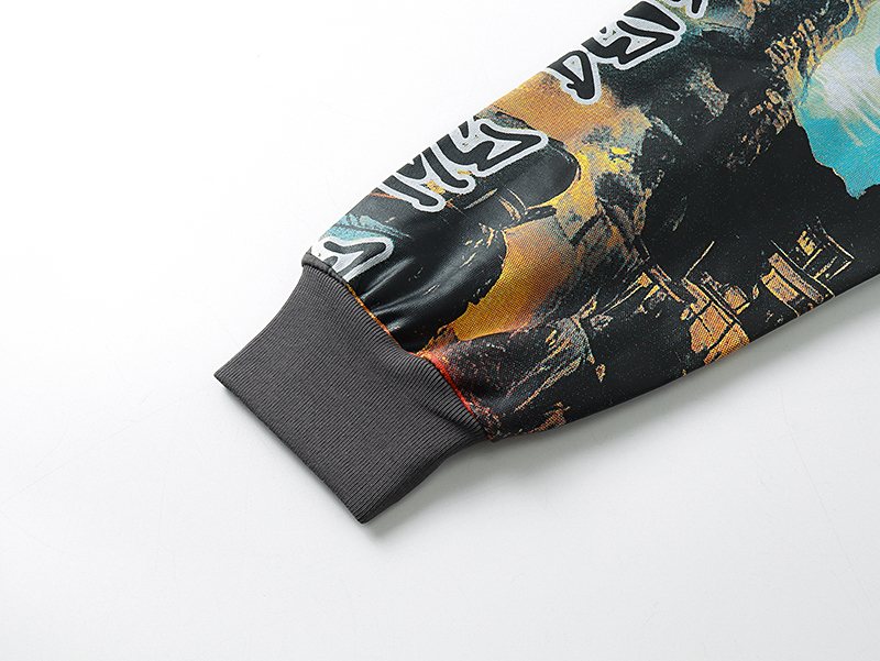 MIXED EMOTION Gray Graffiti Graphic Long-Sleeve T-Shirt — detail