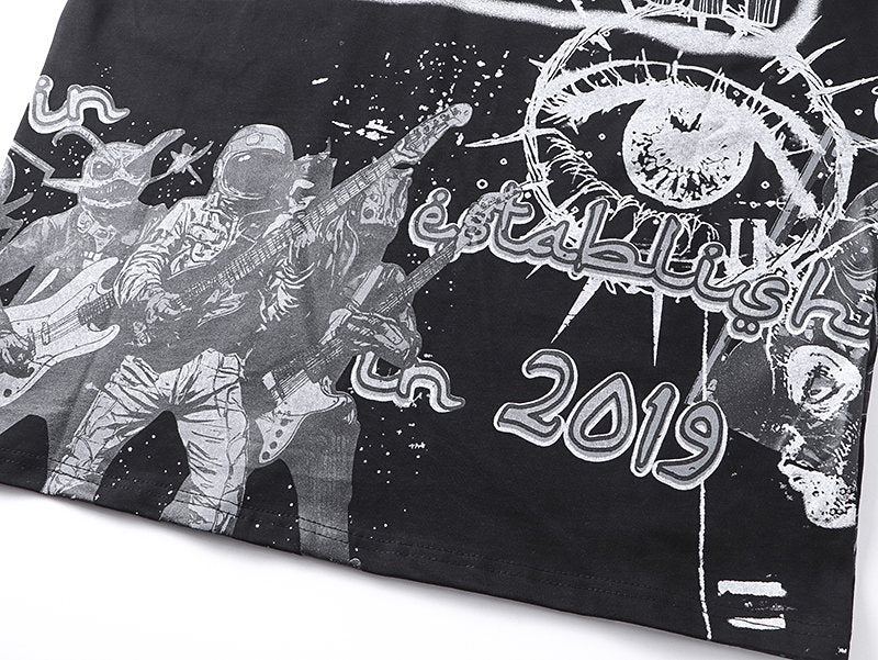 MIXED EMOTION Black All-Over Graphic Long-Sleeve T-Shirt — detail