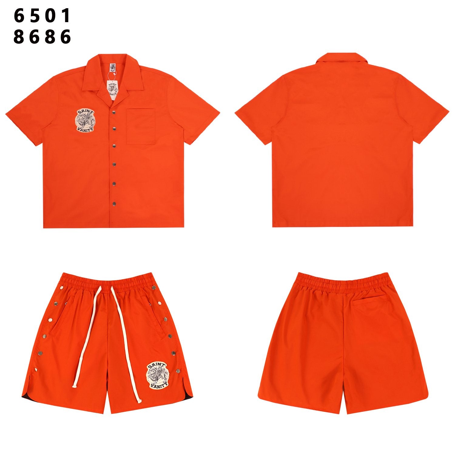 SAINT Tiger Patch Short-Sleeve Shirt & Shorts Set — front