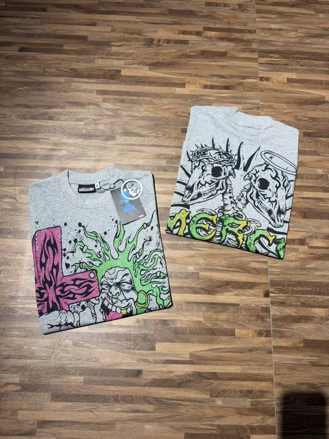 Hellstar Front & Back Graphic T-Shirt - Heather Gray — context