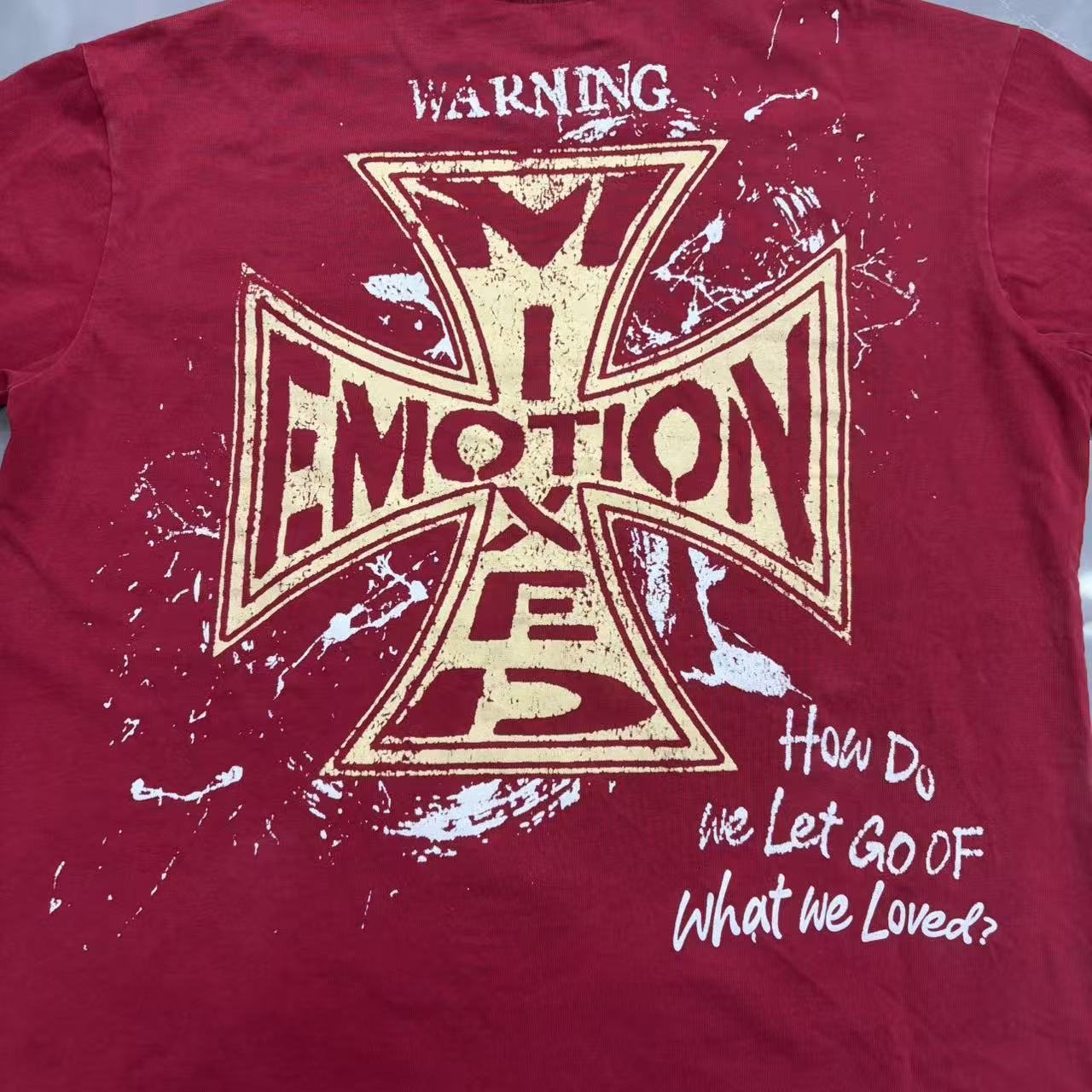 Mixed Emotion Warning Graphic Short-Sleeve T-Shirt — detail