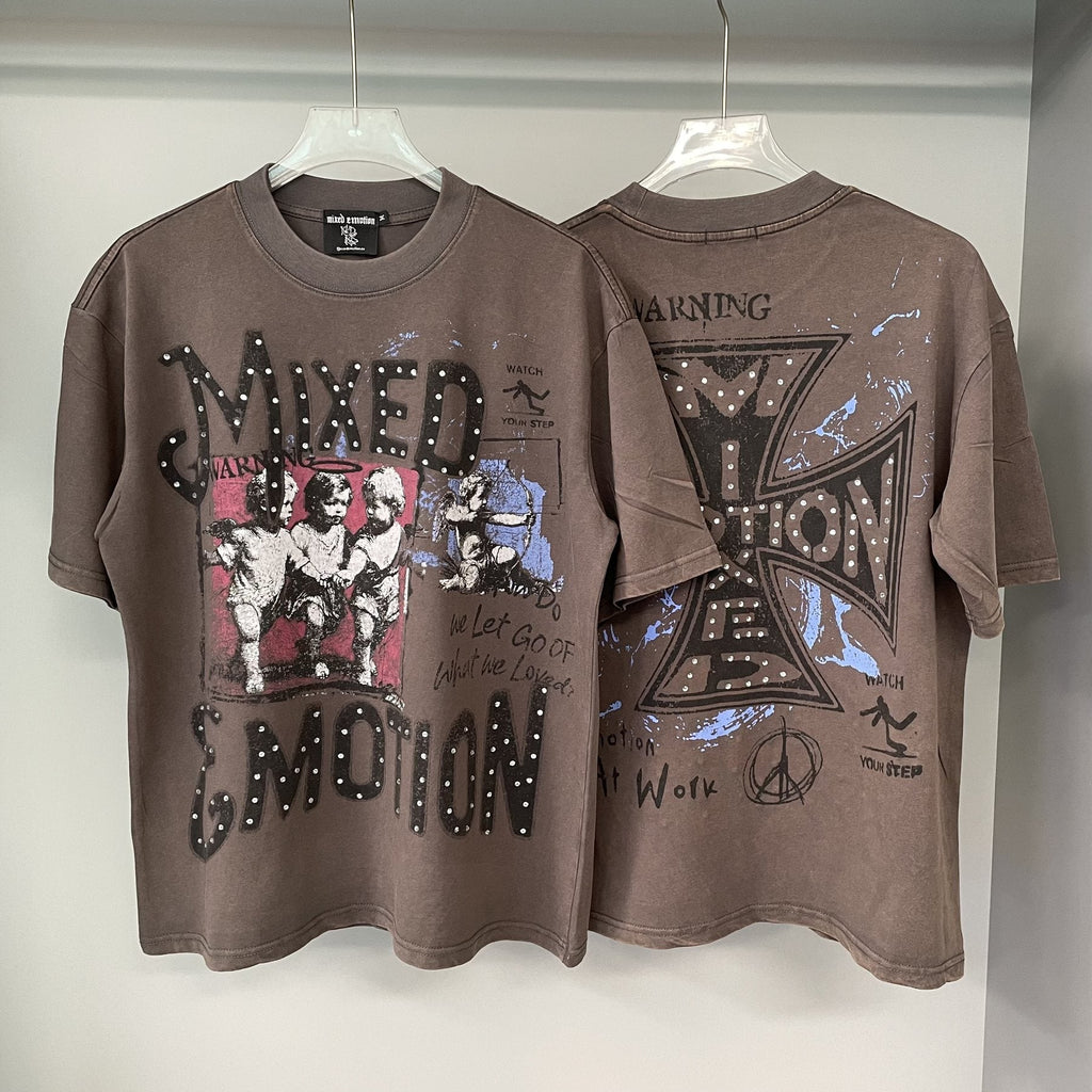 Mixed Emotion Warning Graphic Short-Sleeve T-Shirt — context