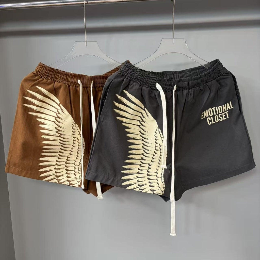 Emotional Closet Wing Graphic Drawstring Shorts — comparison