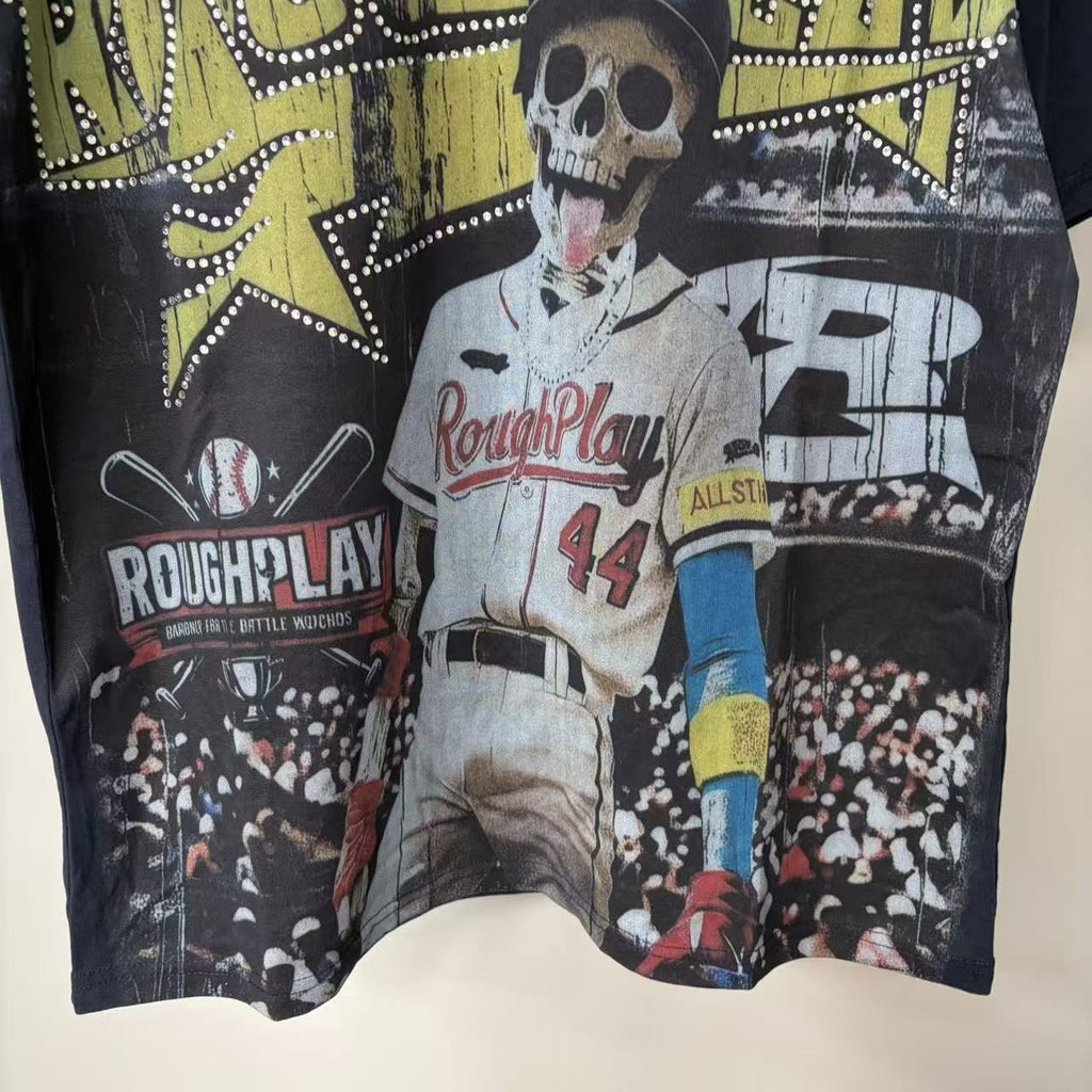 Rough Play Baseball Skeleton Graphic T-Shirt — detail