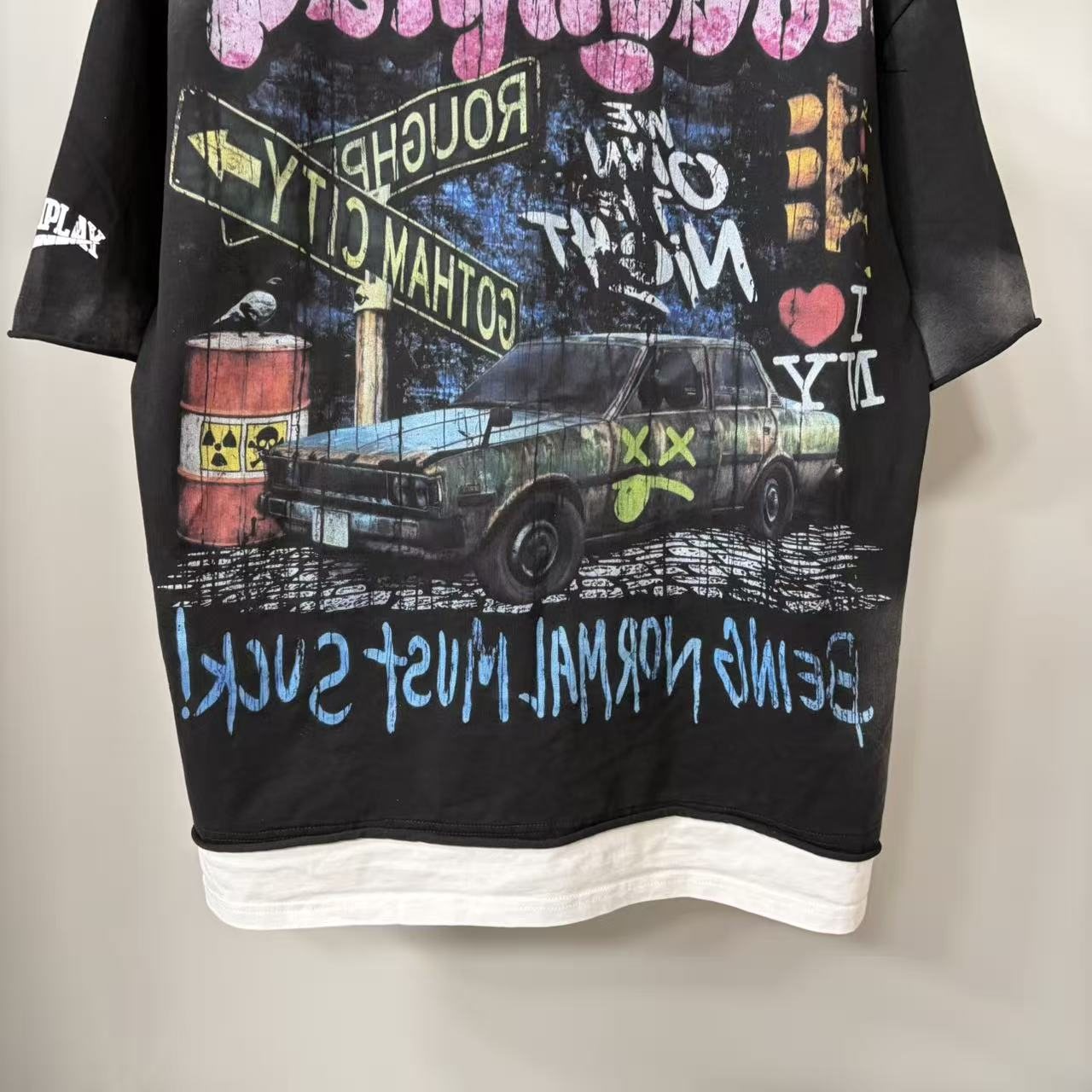 Rough Play Car & Road Sign Graphic T-Shirt — detail