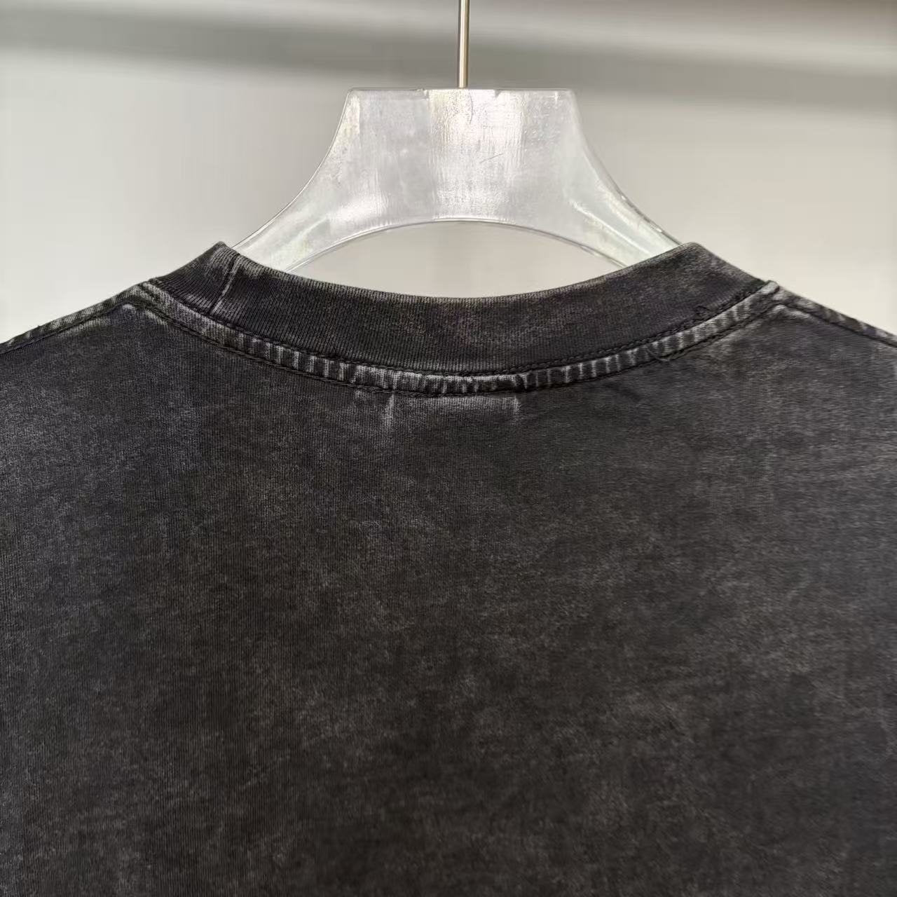 TRIPLE SEVENS Charcoal Ghost Graphic T-Shirt — fabric_closeup