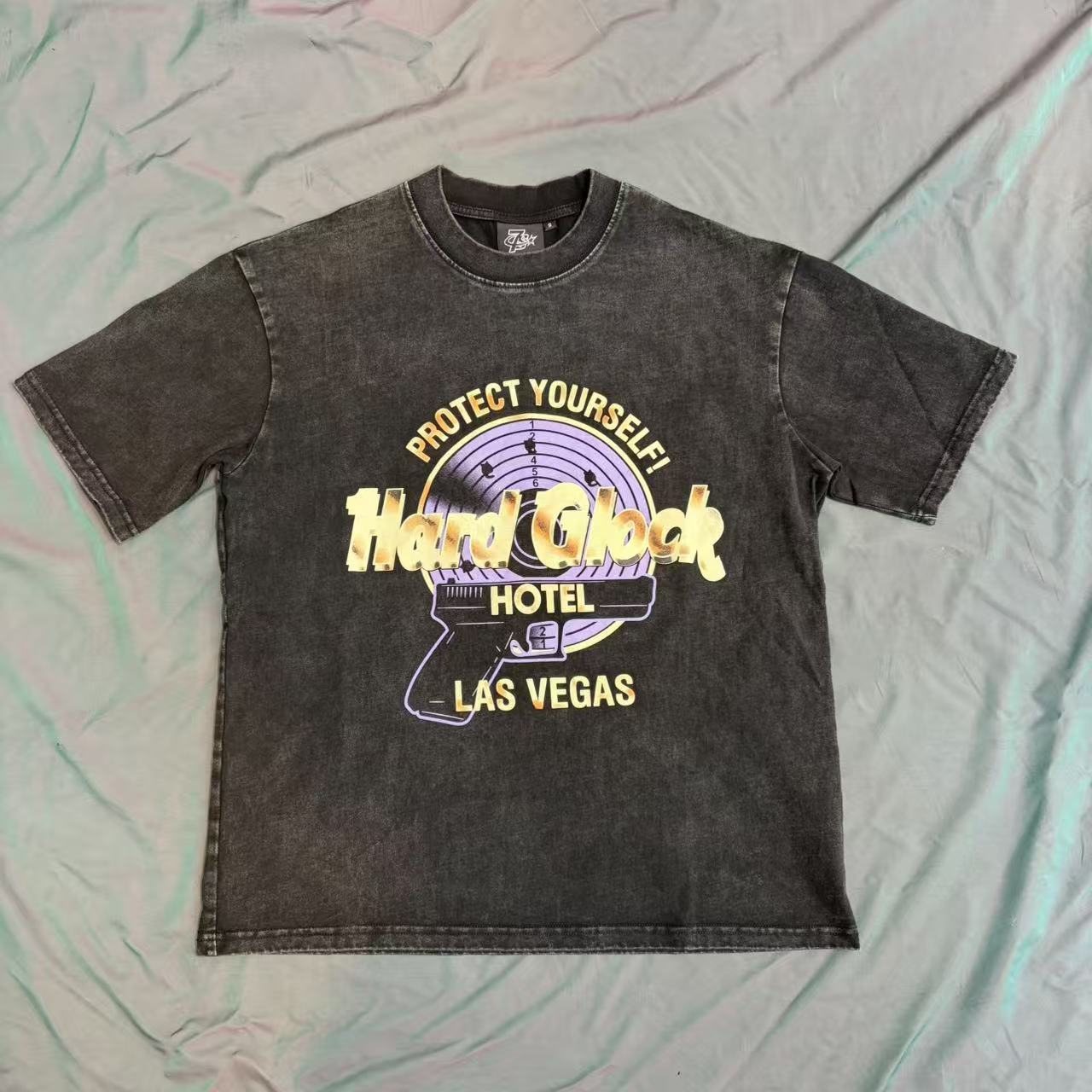 TRIPLE SEVENS Hard Glock Hotel Las Vegas Washed Graphic T-Shirt — front