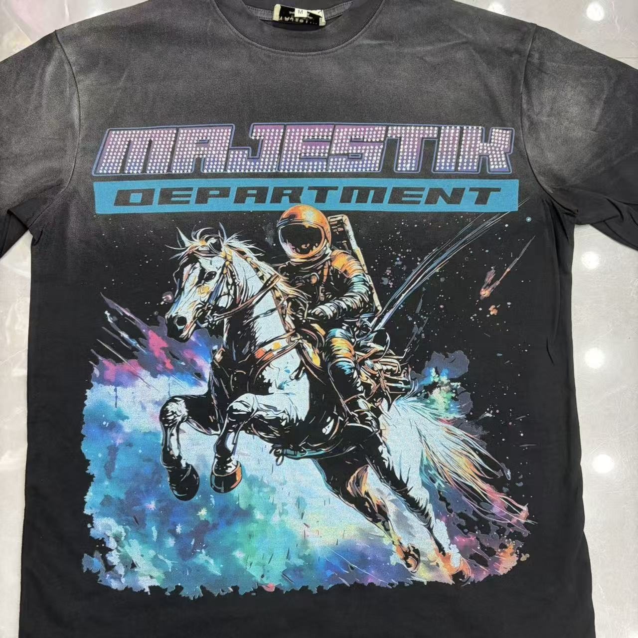 MAJESTIK Astronaut Horse Graphic T-Shirt — detail