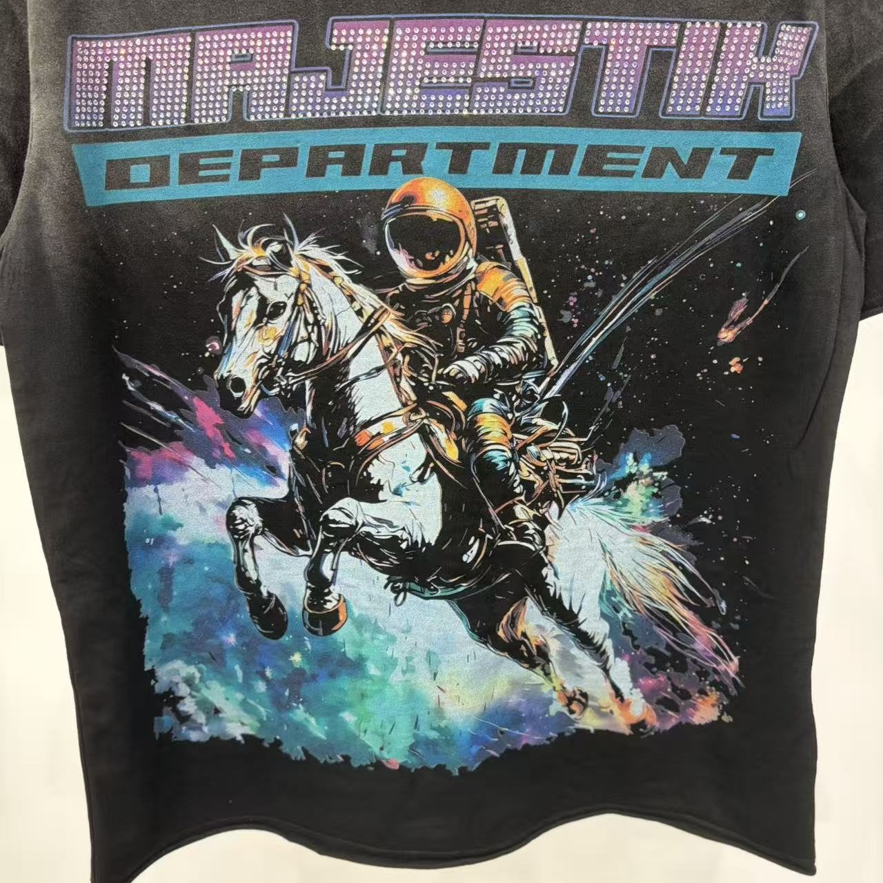 MAJESTIK Astronaut Horse Graphic T-Shirt — detail