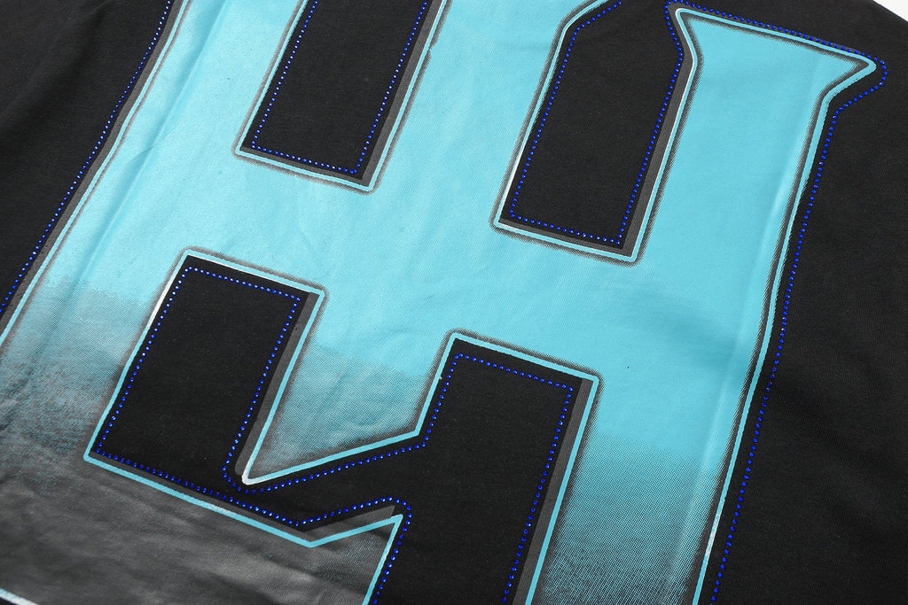 Life Hustlere Blue & White Graphic Black T-Shirt — detail