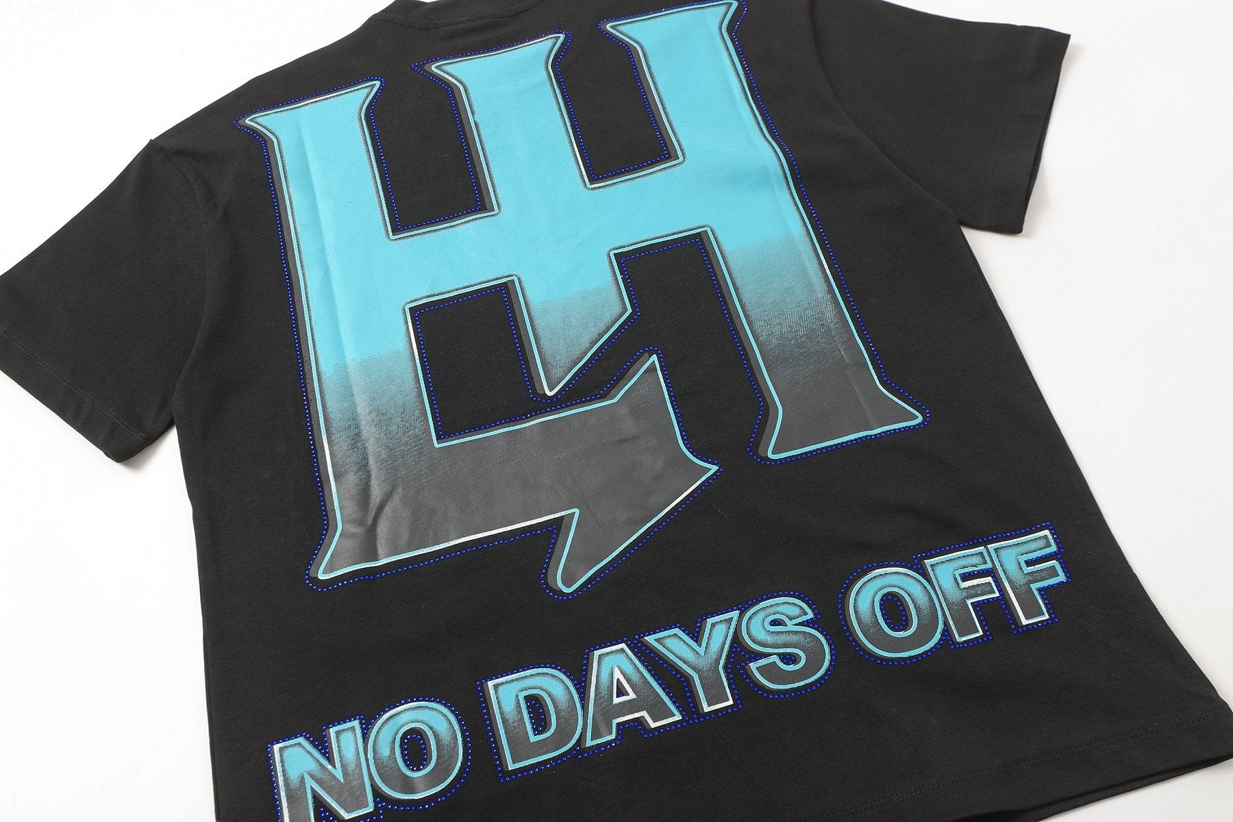 Life Hustlere Blue & White Graphic Black T-Shirt — detail