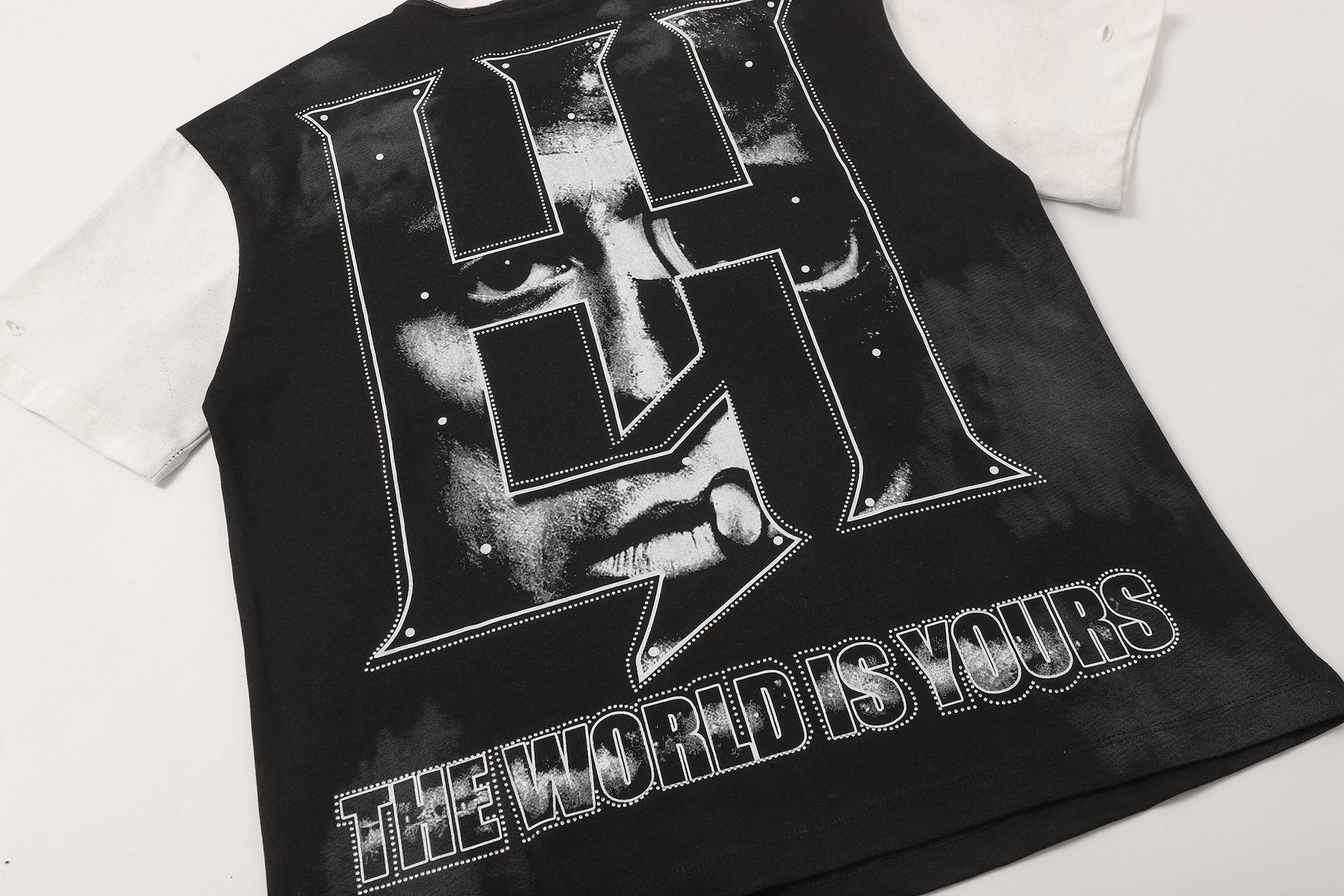 Life Hustlere Rhinestone Graphic Two-Tone T-Shirt — detail