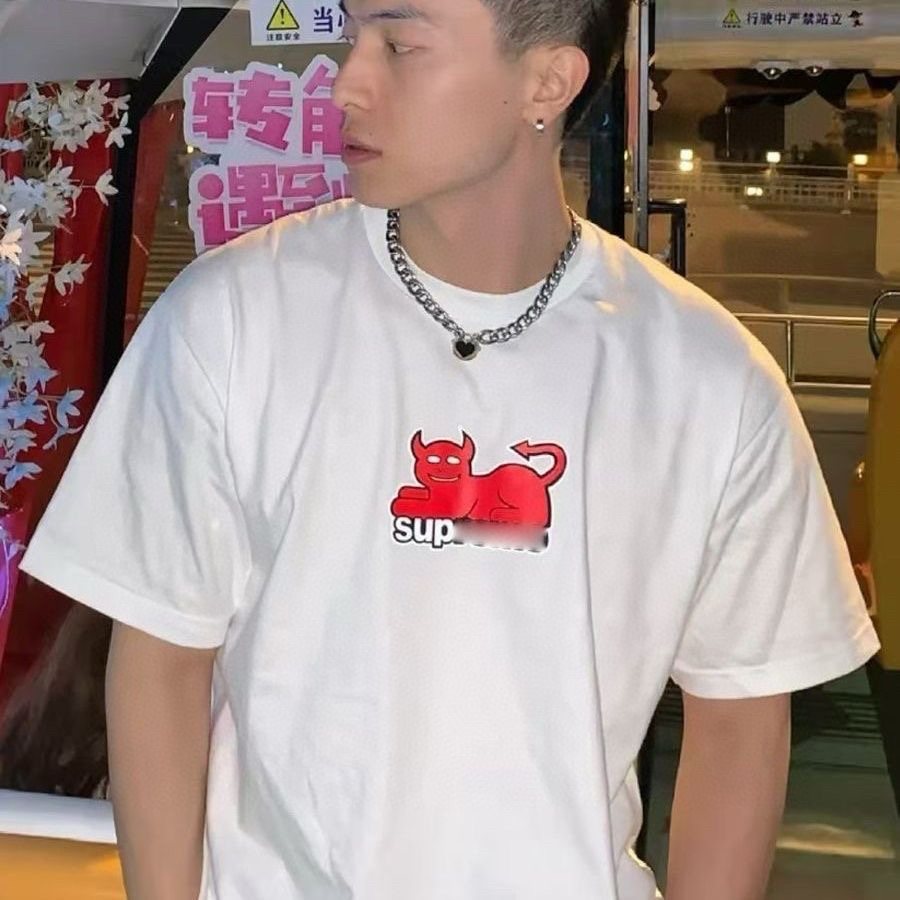 Supreme Devil Cat Graphic Short-Sleeve T-Shirt — context
