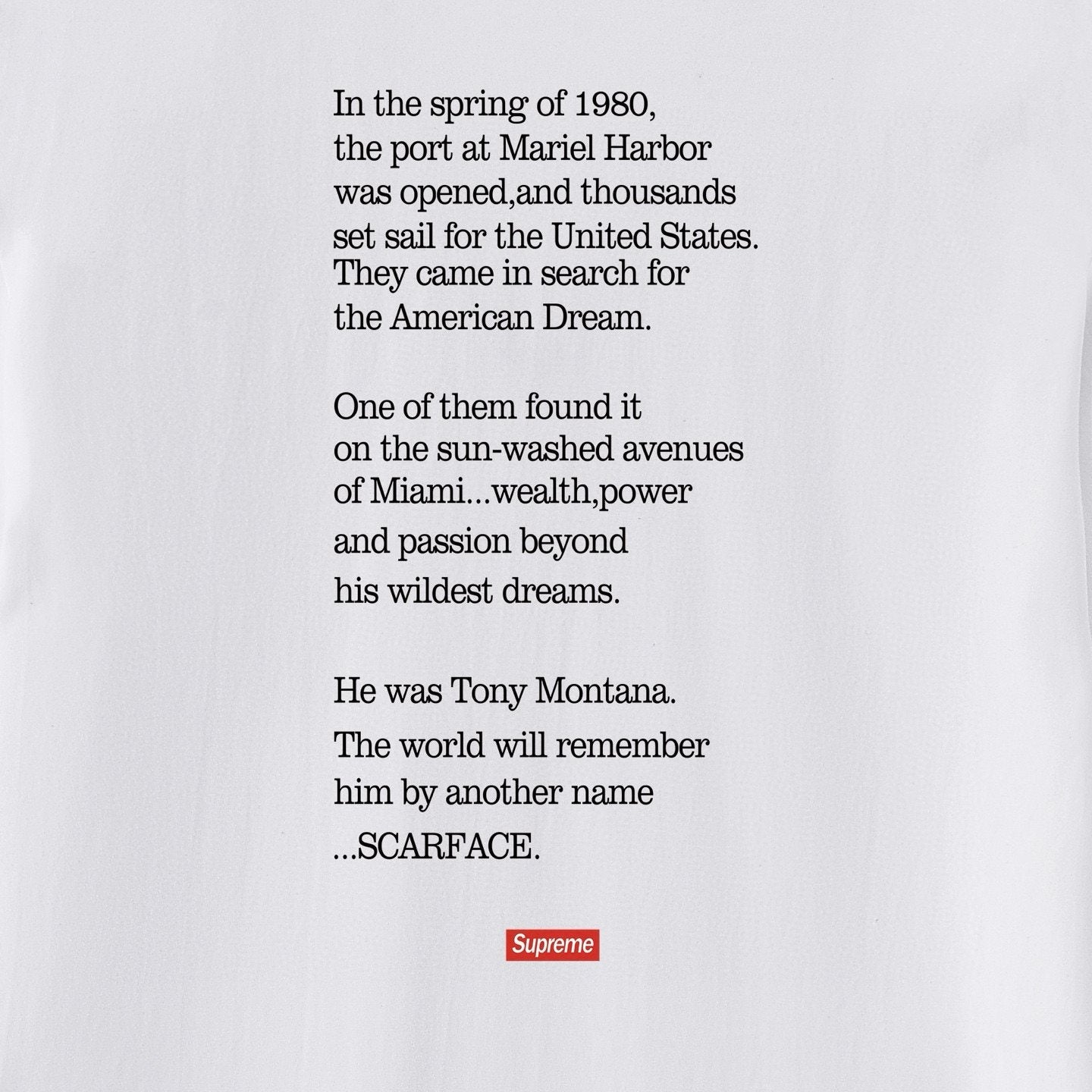 Supreme Scarface Movie Poster Graphic Short-Sleeve T-Shirt — detail