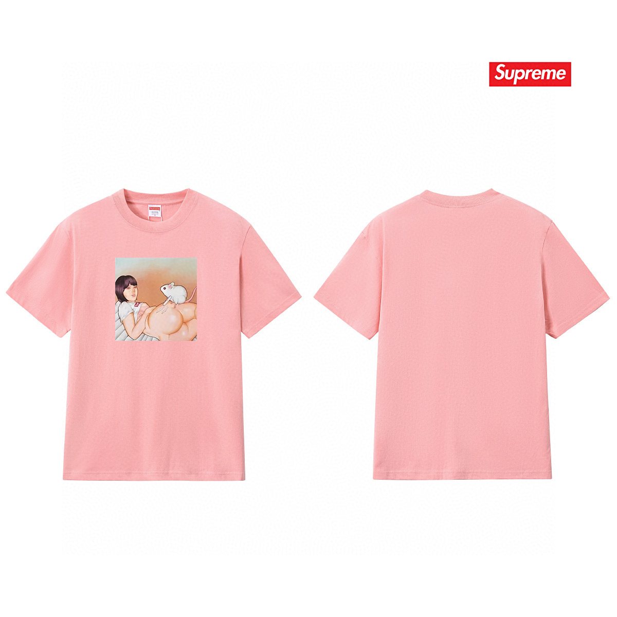 Supreme Anime-Style Graphic Short-Sleeve T-Shirt — back